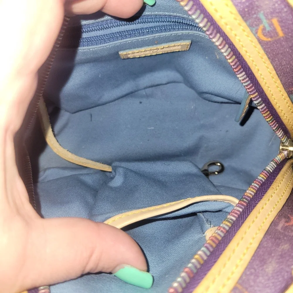 VTG Dooney and Bourke Mini Dome Boston Purple w/ Multicolored Zipper Y2K Bowling